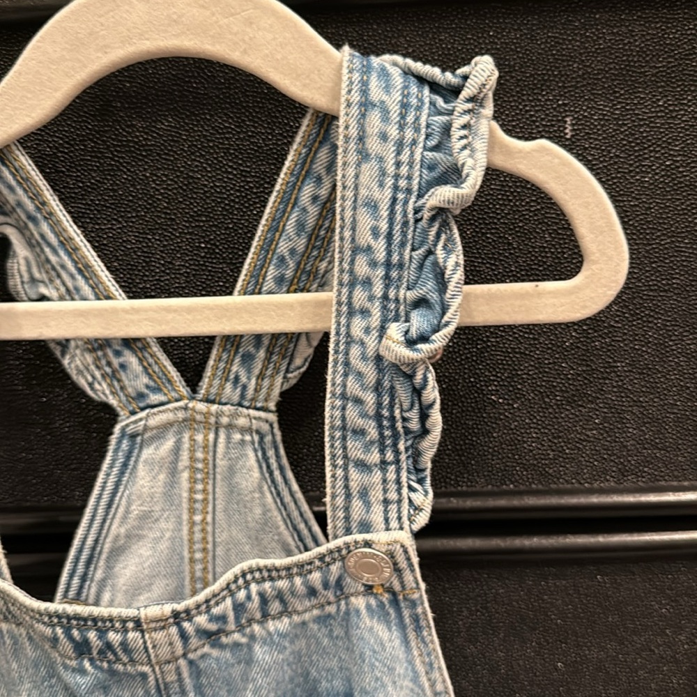 JEAN SHORT OVERALLS WITH ADJUSTABLE SNAP BUTTON FASTENER SUSPENDERS - Picture 6 of 15